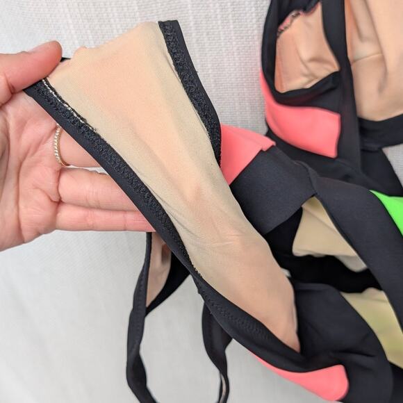 Agent Provocateur Mazzy Swimsuit Womens AP 3/US 6 Green/Pink One Piece Bandage - Picture 5 of 11